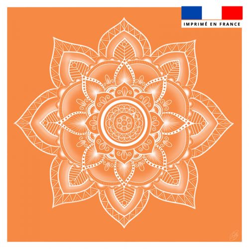Coupon 45x45 cm motif mandala orange - Création Créasan'