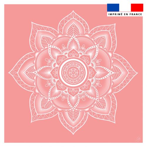 Coupon 45x45 cm motif mandala rose pêche - Création Créasan'