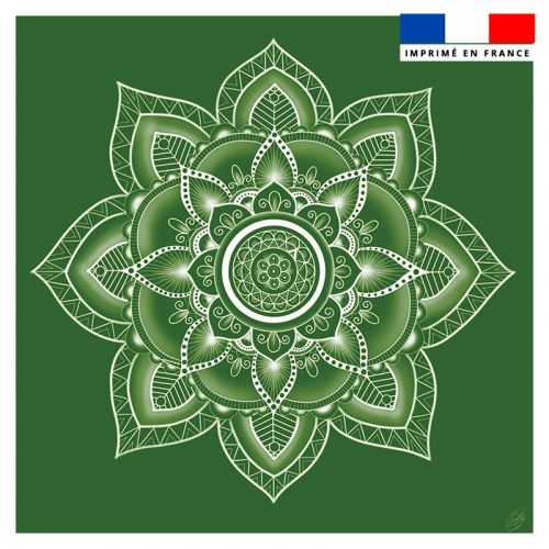 Coupon 45x45 cm motif mandala vert foncé - Création Créasan'