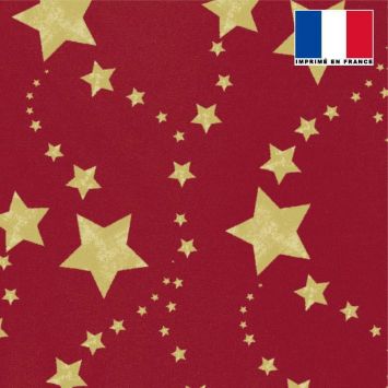 Tissu burlington rouge imprimé étoiles dorées