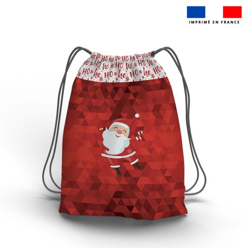 Kit sac à dos coulissant de noel motif père noel rouge