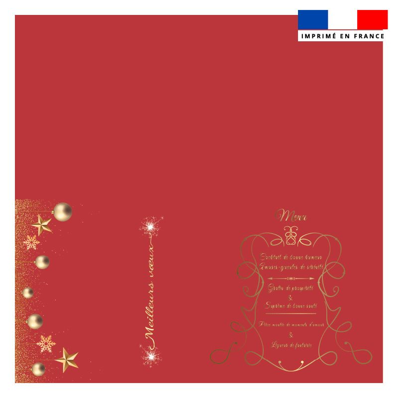 Coupon imprimé serviette de table motif menu rouge