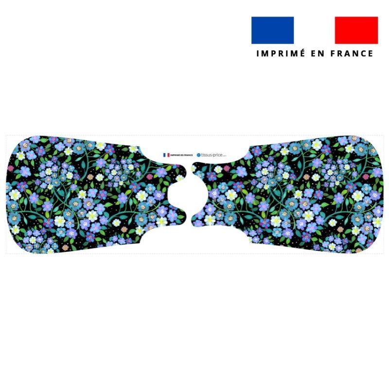 Coupon pour gigoteuse motif fleurs bleues - Création Lita Blanc