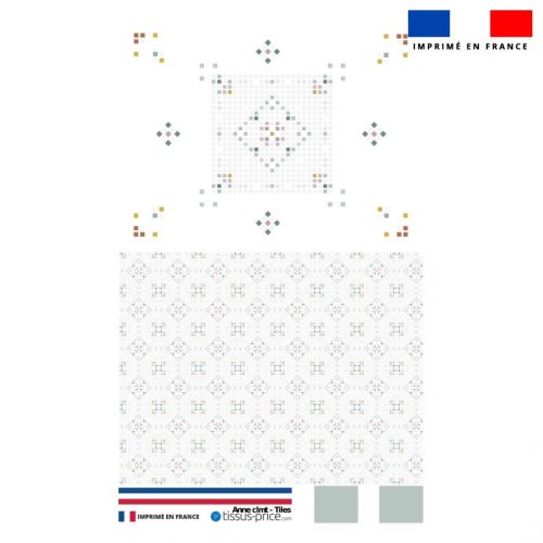 Kit pochette motif tiles mosaïque losange - Création Anne Clmt