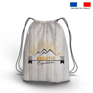Kit sac à dos coulissant motif raclette expedition