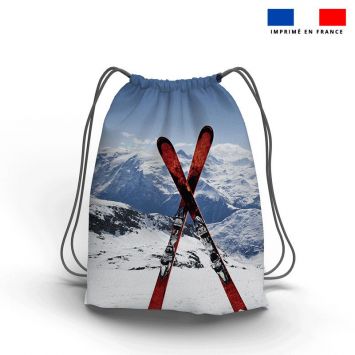 Kit sac à dos coulissant motif ski