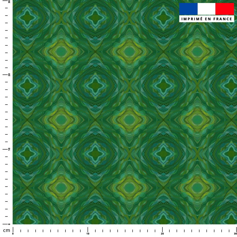 Géométrique vert - Fond vert - Création Lita Blanc