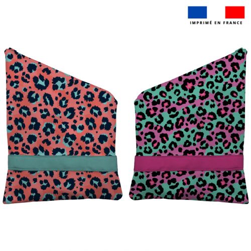 Kit sac réversible motif léopard rose et turquoise