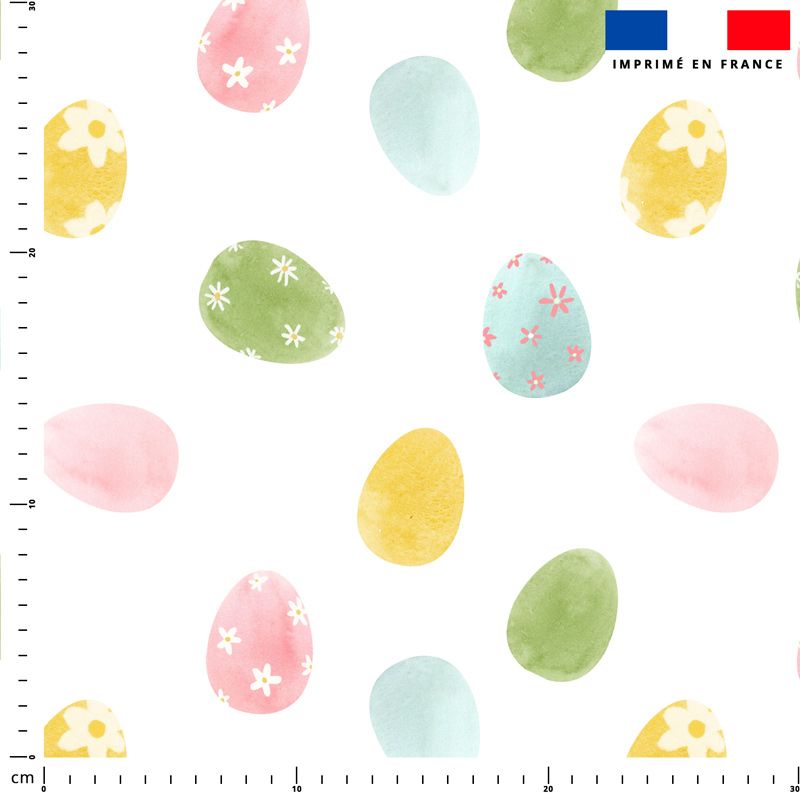 Oeufs de Pâques multicolores à l'aquarelle - Fond blanc