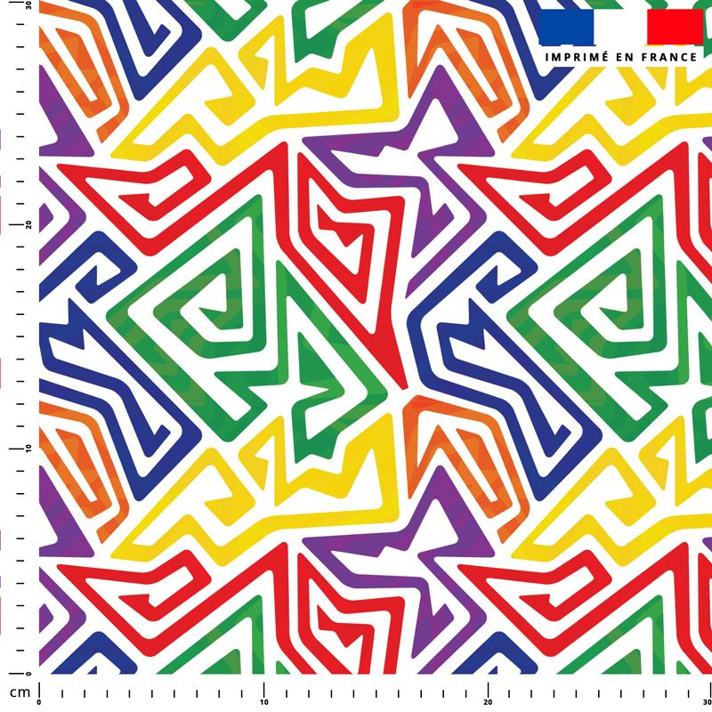 Tissu imperméable motif dessin spirale multicolore