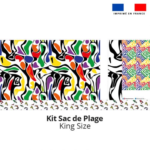 Kit sac de plage imperméable motif psyché multicolore - King size