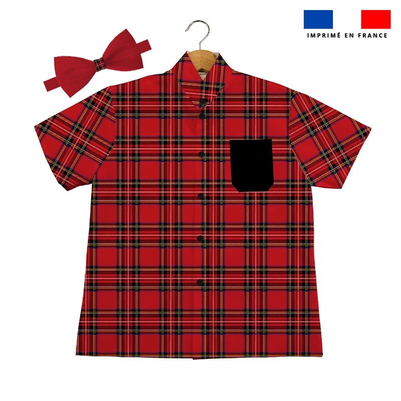 Patron chemise enfant imprimé tartan rouge