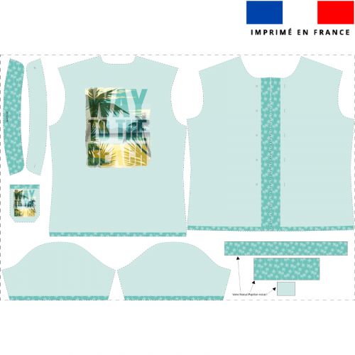 Patron chemise enfant bleu canard imprimé way to the beach