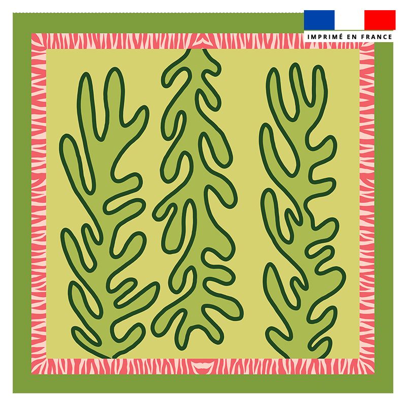 Coupon 45x45 cm motif playa zebra vert - Création Lou Picault
