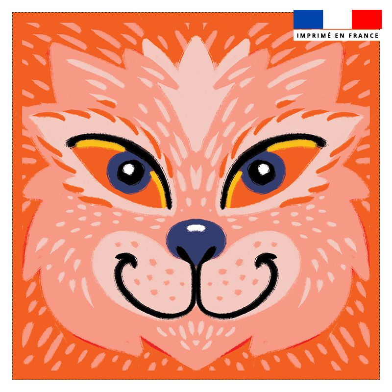 Coupon 45x45 cm motif renard roux - Création Lou Picault