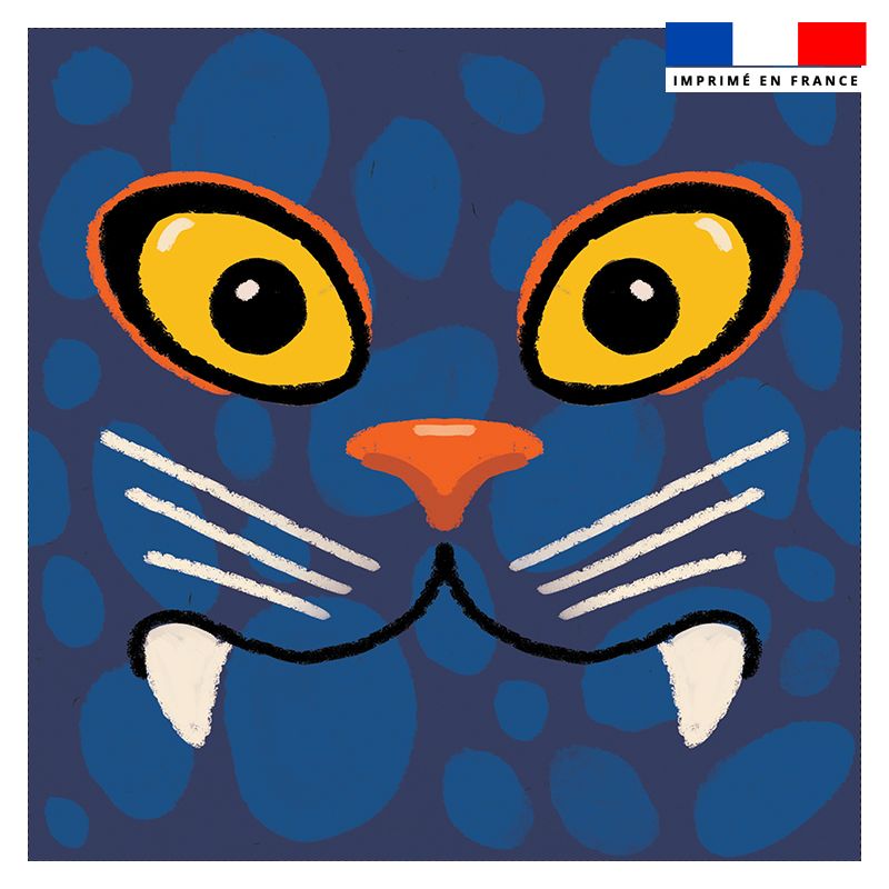 Coupon 45x45 cm motif chat bleu - Création Lou Picault