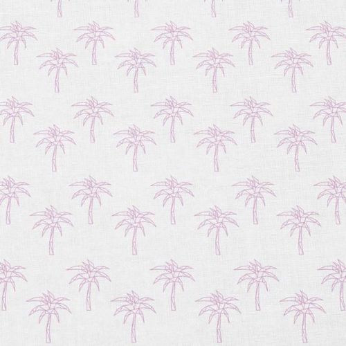 Coton blanc motif palmier rose en origami Oeko-tex
