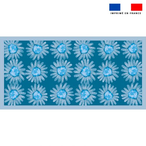 Lot 2 coupons bleu motif fleur - Création Lou Picault