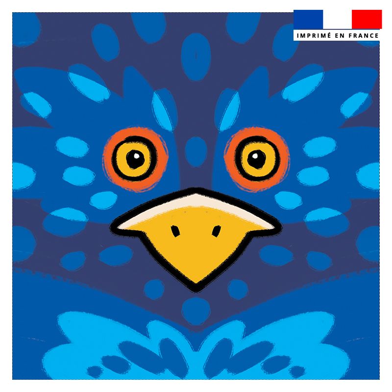 Coupon 45x45 cm motif oiseau bleu - Création Lou Picault