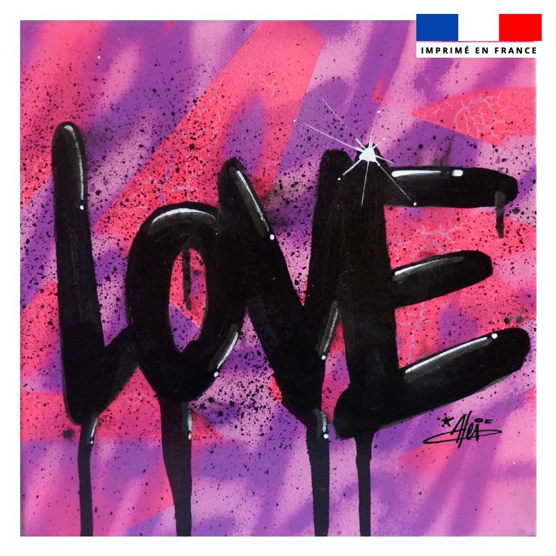 Coupon 45x45 cm motif love noir - Création Alex Z
