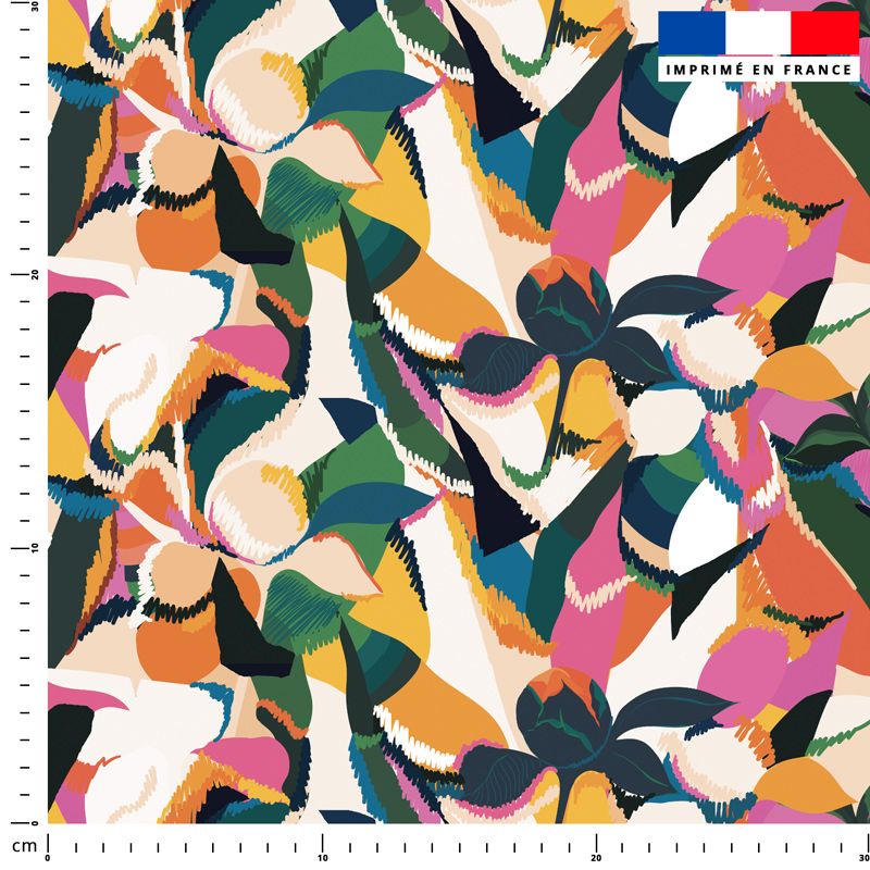 Tissu imperméable motif tropical abstrait multicolore