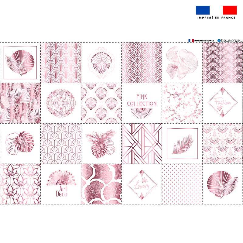 Coupon microfibre pour lingettes lavables motif art déco pink Oeko-tex