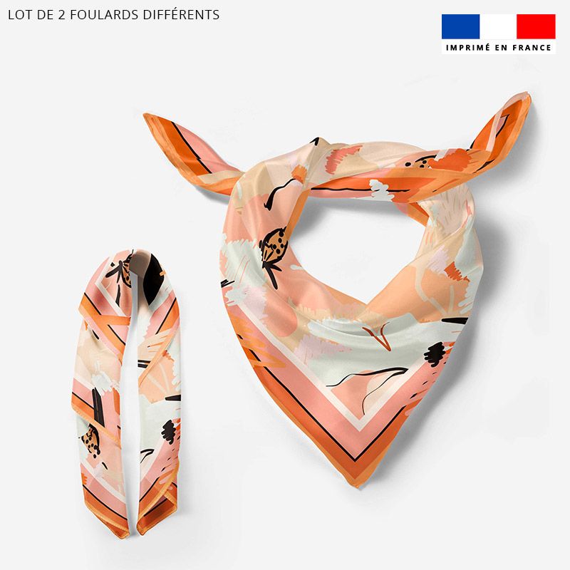 Lot de 2 foulards imprimés forme abstraite