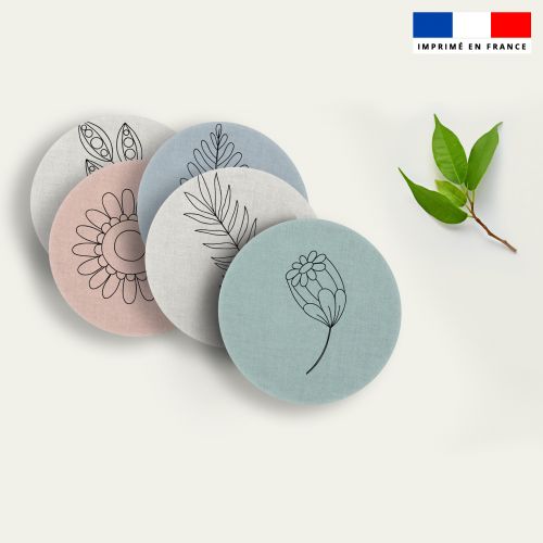 Panneau coton pour lingettes lavables motif fleur minimaliste