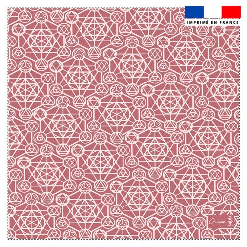 Coupon 45x45 cm motif metatron rouge et blanc - Création Anne