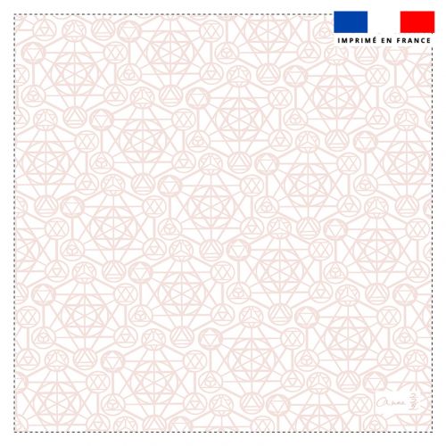 Coupon 45x45 cm motif metatron rose et blanc - Création Anne