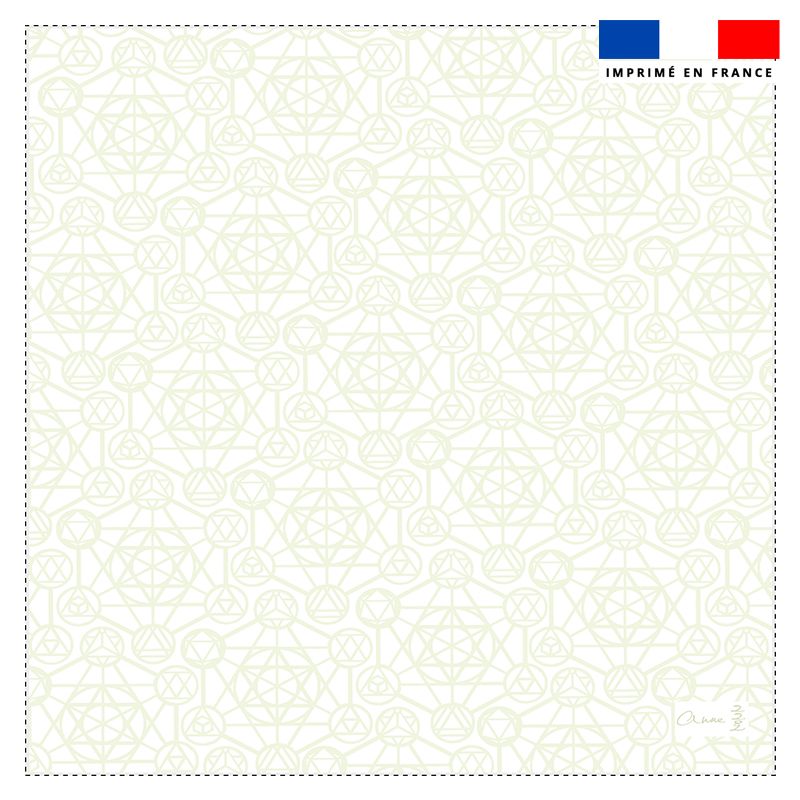 Coupon 45x45 cm motif metatron vert et blanc - Création Anne