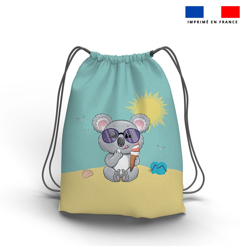 Kit sac à dos coulissant motif mon sac de plongée koala - Tissus
