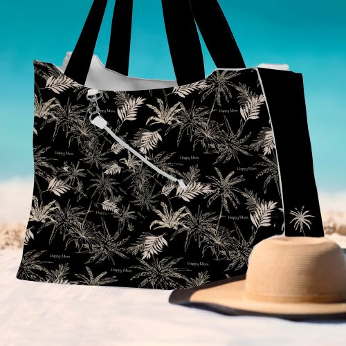 Kit sac de plage imperméable motif happy mom jungle noir - King size