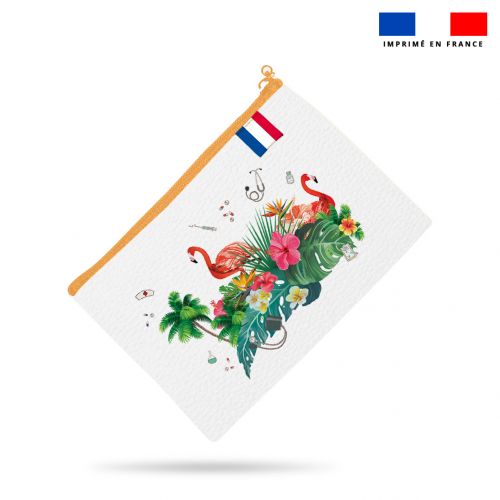 Kit pochette motif INFIRMIERE en vacances - Tissus Price Matière Velours  blanc cassé 410 gr/m² - 138cm