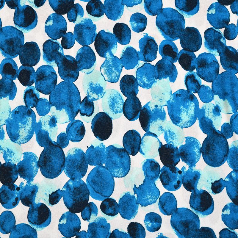 Tissu crêpe marocain imprimé bulles bleues