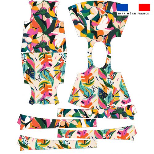 Kit débardeur réversible 2en1 motif tropicale abstrait multicolore