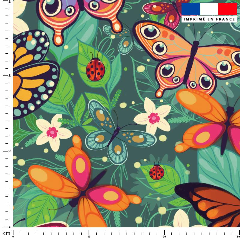 Papillon - Fond vert - Création Pilar Berrio