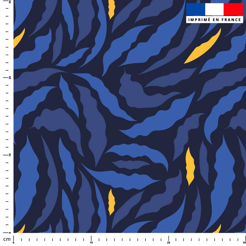 Feuillage - Fond bleu - Création Adeline Waeles