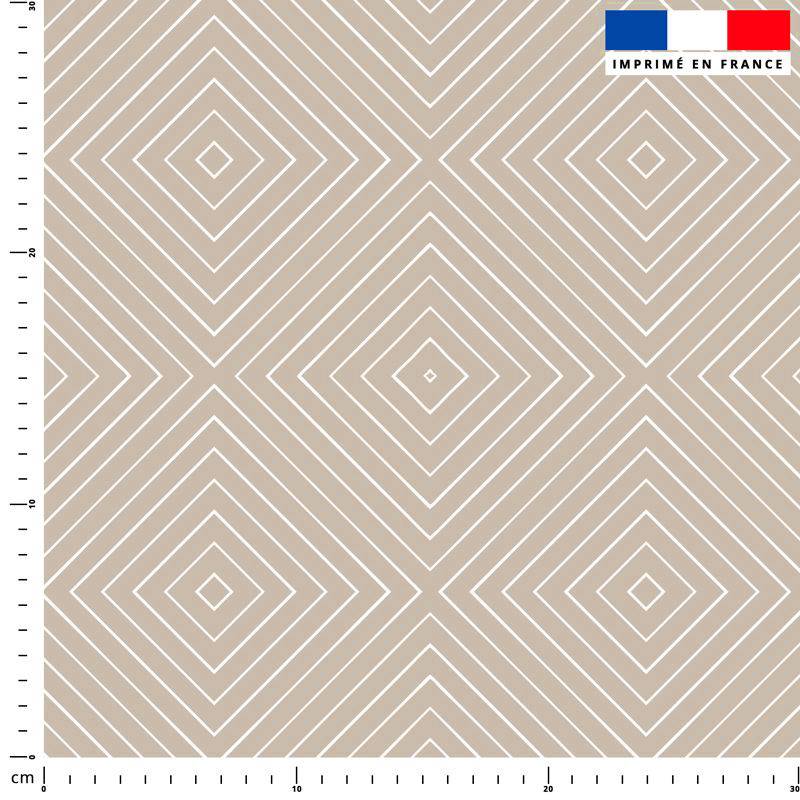 Tissu imperméable motif carré géométrique élégant sable