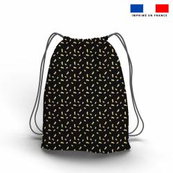 Kit sac à dos coulissant + porte-monnaie noir motif licorne