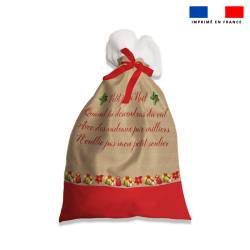 Kit hotte de Noel motif noel rouge et vert + Fausse fourrure