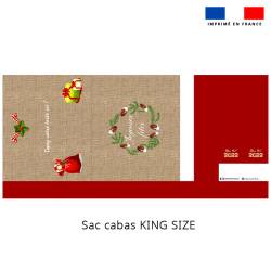 Kit couture sac cabas personnalisé motif noel rouge et vert