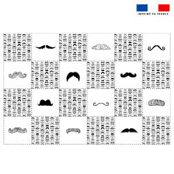 Coupon microfibre pour lingettes lavables motif moustache