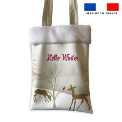 Kit tote-bag motif hello winter + fausse fourrure