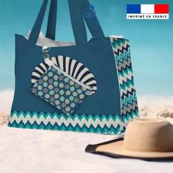 Kit sac de plage imperméable motif coquillage - King size