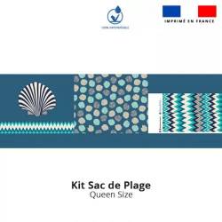 Kit sac de plage imperméable motif coquillage - Queen size