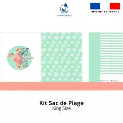 Kit sac de plage imperméable motif flamant et palmier - King size