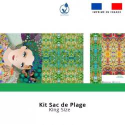 Kit sac de plage imperméable motif diva et papillons - King size - Création Lita Blanc
