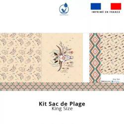Kit sac de plage imperméable motif boho - King size