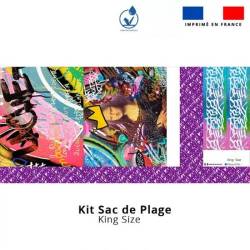 Kit sac de plage imperméable motif graffiti portrait x love - King size - Création Alex Z